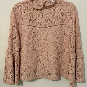 Jack by BB Dakota Lace Blouse in Soft Pink